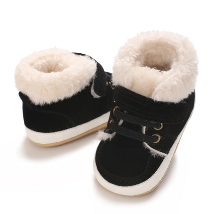 HAIZHIW 0-18M NEW Winter Baby Boys Girls High Tops Sneakers Rubber Anti-Slip Sole Fleece for Warmth Infant Newborn Shoes