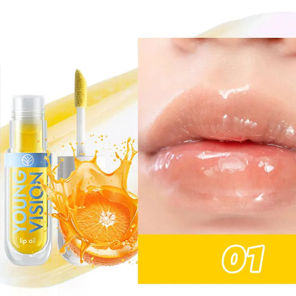 YOUNG VISION 6-Color Refreshing Fruit Flavored Moisturizing Lip Oil Set Colorful, Hydrating, and Moisturizing Lip Gloss