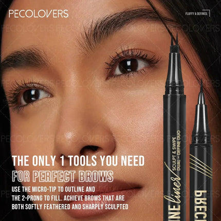 1PC Ultra-Fine Pointed Eyebrow Pencil - Waterproof, Sweat-Resistant, Long-Lasting Natural Look. It Features a Dual-Ended Tip