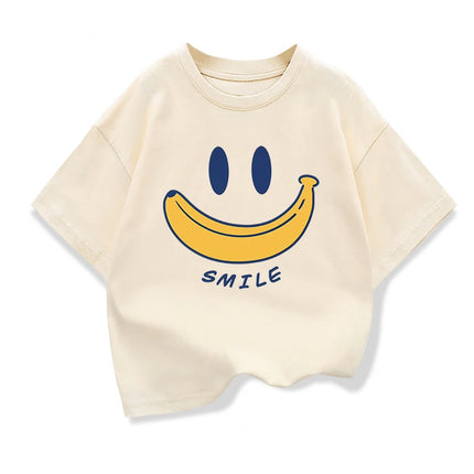 Original Design Summer Kids Cotton Short Sleeve T-shirt Smile Banana Funny Graphic Kids Clothes Tee Boys Girls Looes Tee Tops