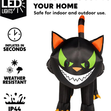 7 ft Black Cat Halloween Inflatables Outdoor Decoration Blow UpInflatable with Moving Head & Green Eyes Halloween Blow Ups Yard Decoration with LED Lights for Party Lawn Garden Decor