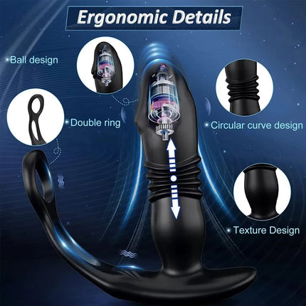 Remote Control Anal Plug Vibrator Telescopic Dildo Butt Plug Stimulator Masturbation Penetration Vagina Anal Vibrating Men Women