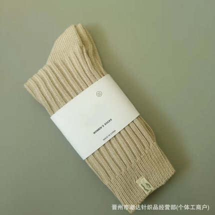 UG Cashmere Autumn Winter Thick High Tube Socks Breathable Moisture Wicking Warm Cotton Couple Socks Double Needle Casual Socks