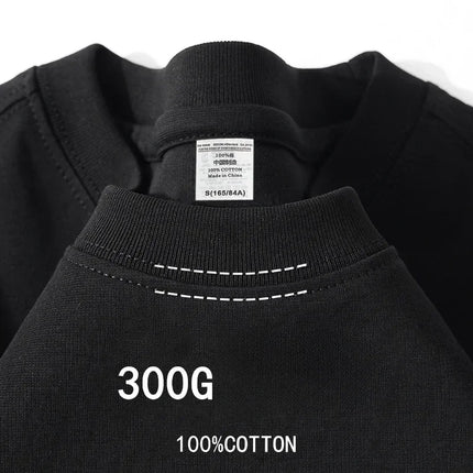 Summer Cotton Heavy Duty 300gsm American Pure Cotton Short Sleeve T-shirt Men's Casual Base Top Oversized T-shirt