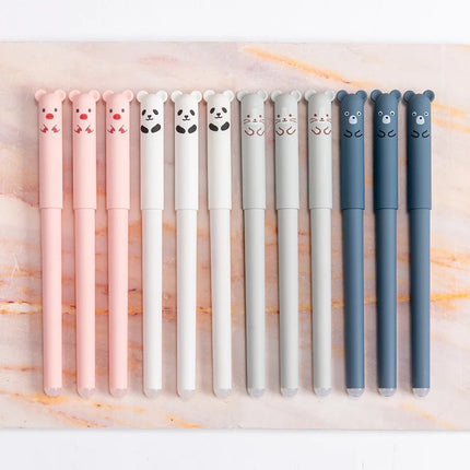 42pcs/set Cute 0.5mm Animals Bear Panda Erasable Gel Pens Set, Washable Handle Magic Refills Rod for School Writing Supplies