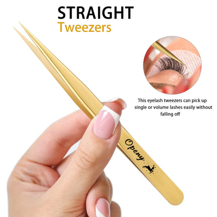 Christmas Eyelash Extension Tweezers-Precision Tweezers for 2D-6D Volume & Individual False Lashes Extensions-Golden Tweezers