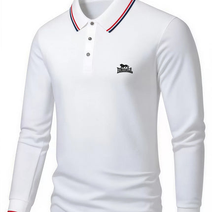 Men's long-sleeved polo shirt with embroidered spring and autumn casual polo shirt