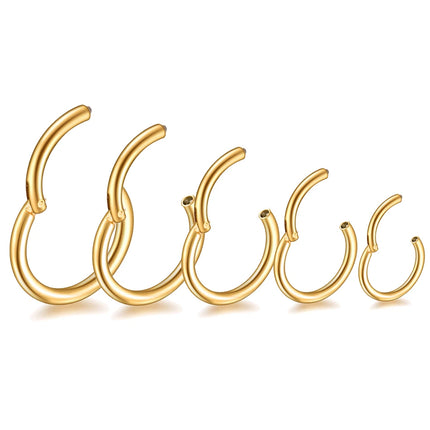 1Pc 316L Stainless Steel Nose Septum Clicker Hinged Segment Ring Nose Hoops Lip Ear Cartilage Ear Helix Body Piercing Jewelry