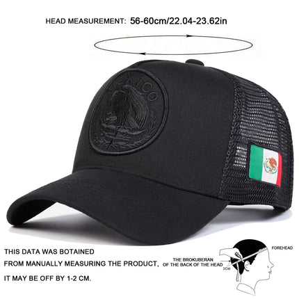 Unisex Mexican Flag Embroidery Baseball Net Caps Spring Summer Outdoor Sunscreen Hat Adjustable Casual Trucker Hats