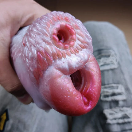 HMYAD Canine Companion Dual Tunnel Masturbator 557g Silicone Pocket Pussy Men's Penis Training Aid with Vaginal & Anal Channels