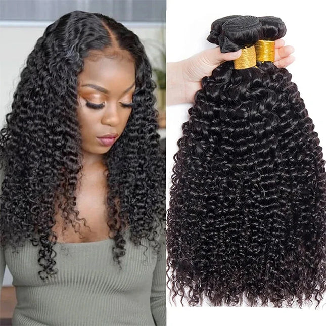 Promotional Sale 10-38 Inch Natural Color Jerry Curly Human Hair Bundles And Weaves Unprocessed Brazilian Human Hair Weave Bundles 1-4PCS Raw Hair Bundles Weave Extensions Hair Extensions Materials  For Women Natural Black So