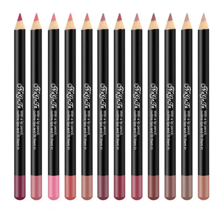 Matte Lip Liner Pencil 12 Assorted Colors Lipstick Eyeliner Natural Makeup Soft Pencil Waterproof and Long Lasting Lip Liner Pen