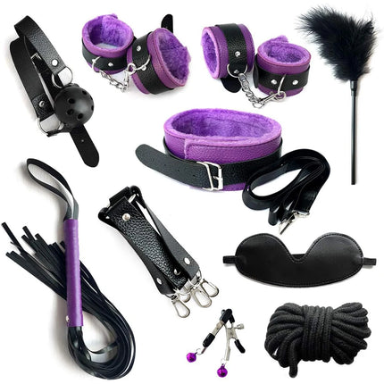 BDSM Adult Sex Toy Kits Sets for Women Bondage Mask Set Feather Handcuffs Ankle Cuff Restraints for Couple Sexual Game