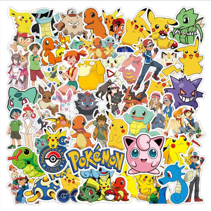 50/100Pcs Pikachu Stickers Graffiti Luggage Pokemon Skateboard Bicycle Guitar Laptop Kids Waterproof Stiker Toys Birthday Gift