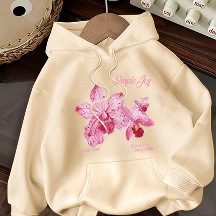 Women Hoodies Beautiful Flowers 2025 Winter Autumn Clothes Y2k Sweatshirt Top Hoodie Long Sleeve Women's Casual Clothing