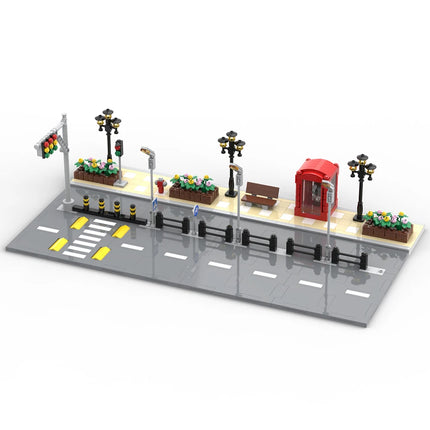 MOC Blocks City Friend Street View Plate Traffic Lights Sign Road Base Compatible Railroad Bridge Building Bricks DIY Kid Toys