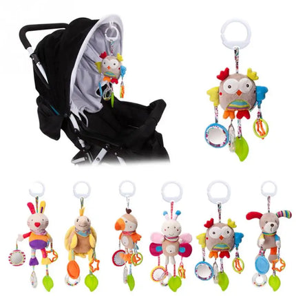 Newborn Baby Rattles Toys 0-12 Months Bed Stroller Infant Mobile Hanging Bell Cartoon Educational Puppy Bee Plush Toys Boys Girl