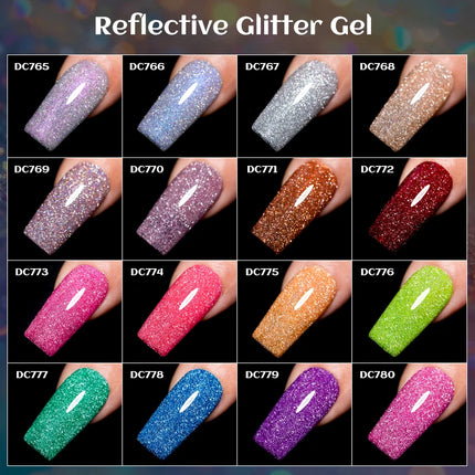 Red Reflective Glitter Gel Nail Polish Sparkling Glitter Flashy Semi-permanent Soak Off Nail Art UV Gel Varnish Nail Supplies