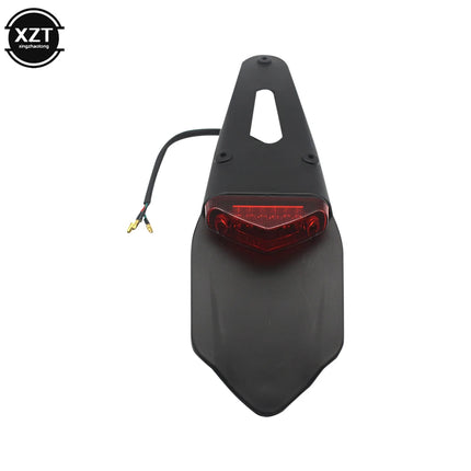 Motorcycle Rear Fender License Plate Bracket Holder with 12V LED Taillight Brake Lamp Universal for Enduro Off-Road Bike