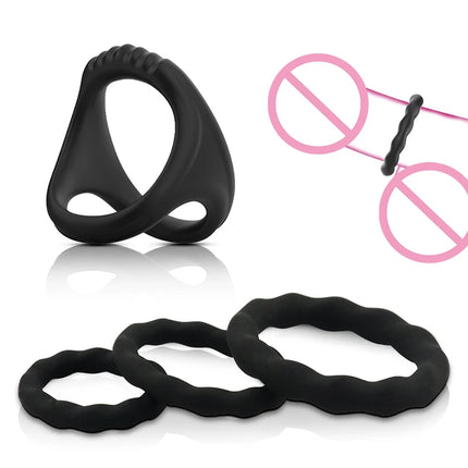 Soft Silicone Penis Cock Ring Set Male Ball Scrotum Stretcher Penis Lock Cock Ring Delay Ejaculation Enlargement Sex Toy Big Man