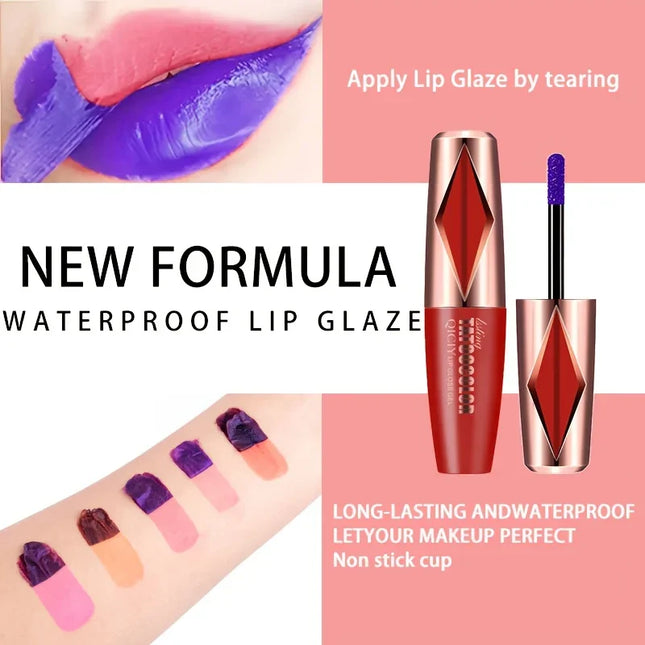 Tattoo Lip Tint Set - Long-Lasting Waterproof Natural Matte Non-Sticky Moisturizing Stain-Resistant Blueberry Red Tone color:03