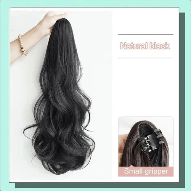 Synthetic Long Straight Claw Clip-On Ponytail Hair Extensions 50cm Heat Resistant Ponytail Hair Piece for Women Daily Party
