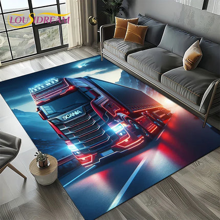 2025 New 3D S-Scania Top Class Truck Lorry Cartoon Rug Carpet for Living Room Bedroom Home Decor, Floor Mat Non-slip Sofa Doormat