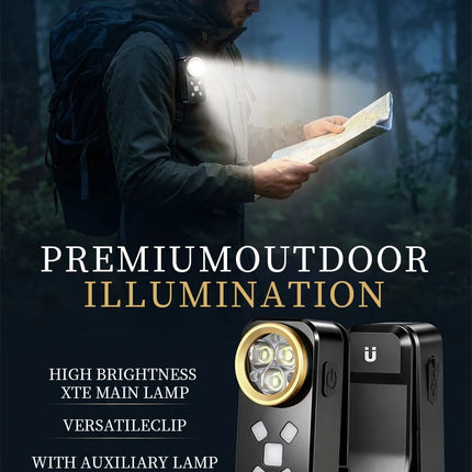 EDC Flashlight USB Charging Magnetic Clip Work Light LED Strong Light Torch Red Blue Warning Light for Outdoor Camping Hiking