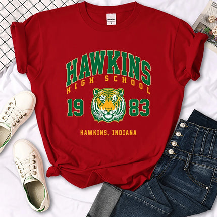 Hawkins High School 1983 Printed Women T-Shirt New Harajuku Tee Shirts Street Fashion Streetwear Casual Crewneck Clothing