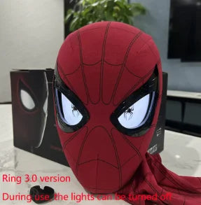 Hot In Stock 1:1 Scale Miles Spider-Man Electronic Mask With Moving Glowing Eyes Ring Control Cosplay Toy Gift For Boys Gift