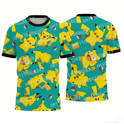 2026 New Pokemon Starter Family Matching T-Shirts Print Casual Short Sleeve Tees Unisex Tops Summer Streetwear for Kids Adults