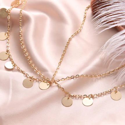 1PC Gold Chain Headpiece with Disc Charms, Boho-Style Hair Accessory, Elegant Head Chain for Festivals & Parties