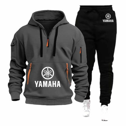 YAMAHA 2026 Spring Autumn Men's Half Zipper Hoodie Sweatshirt Casual Sports Pullover Harajuku Long-sleeved Loose Coat Windproof