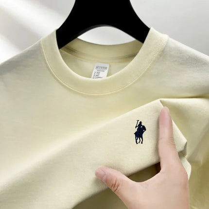 100% pure cotton short sleeve round neck men's T-shirt hot selling luxury brand summer exquisite pony embroidery breathable top