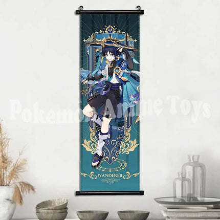 Genshin Impact Poster Anime Hot Games Wall Artwork Hutao Klee Vendi Canvas Painting Print Hanging Scroll Home Decoration Gift