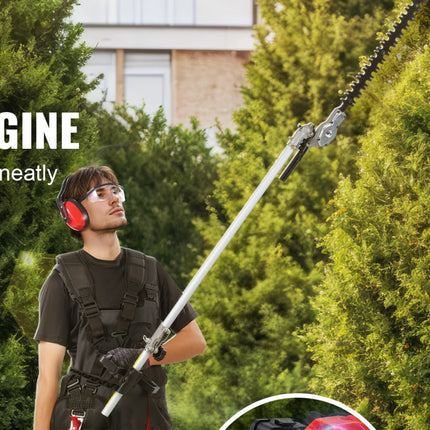 SucceBuy 33CC 6-in-1Multi-Functional Trimming Tools Gas Hedge Trimmer Weed Eater String TrimmerBrush Cutter Pole Saw Chainsaw