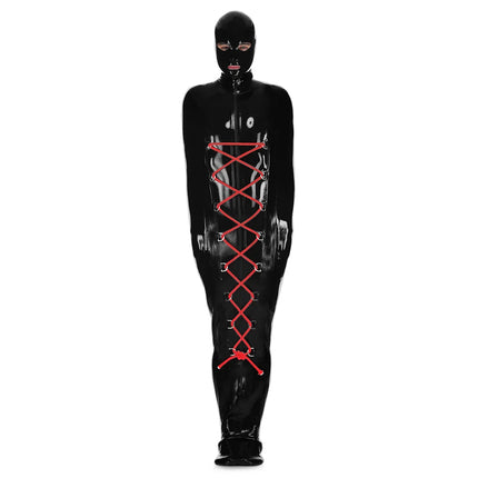 Full Body Hooded Shiny PVC Leather Bondage Bag BDSM Binder Straitjacket Exotic Bodysuit Fetish Slave Restraints Sleeping Sack