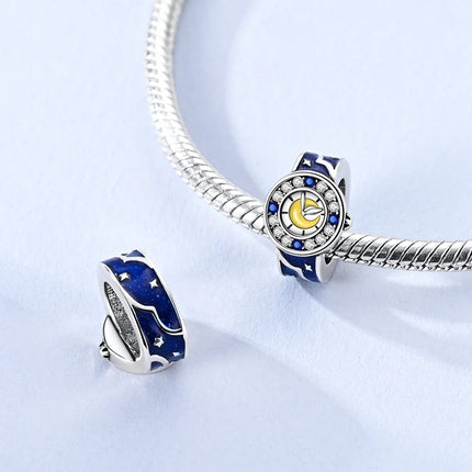 Blue Series 925 Sterling Silver Owl Butterfly Pirate Ship Car Beetle Clogs Charm Fit DIY Bracelet Necklace Fun Matching Gifts