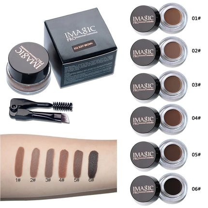 IMAGIC Professional Eye Brow Tint Makeup Tool Waterproof Brow Cream 6 Color Black Brown Eyebrow Gel With Brow Brush