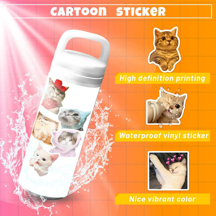 10/25/50pcs Cute Cats Meme Stickers Animal Cartoon Graffiti Decal for DIY Scrapbooking Suitcase Phone Laptop Guitar Car Kids