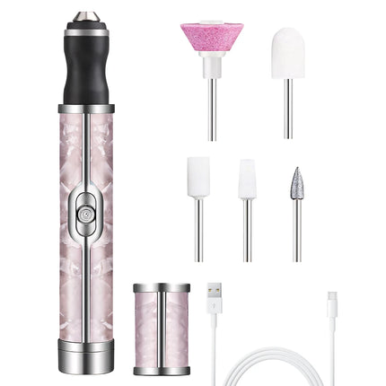 Cordless Electric Nail File Drill Professional Kit, 4 Gears and 5 Bits, All-in-One Nail Drill Machine for Manicure and Pedicure