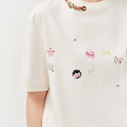 FSLE 2026 Spring Women's Cool Feel Oversized Short Sleeve T-Shirt - Sweet Edgy Style Cute Graphic Print for Casual Daily Wear
