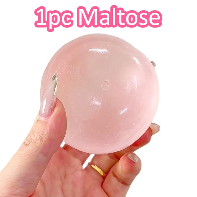 Blue Maltose Squishy Toy Cute Mochi Anti-Stress Fidget Toy Soft Simulated Blue Transparent Ball Quick-Rebound Decompression Toy