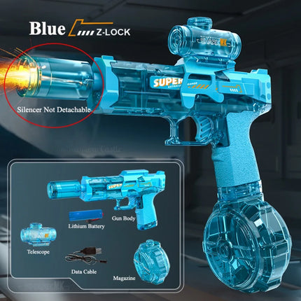 Electric Water Gun with Light Toys Summer Outdoor Shooting Beach Game Toy Automatic Water Squirt Gun for Boy Birthday Xmas Gifts