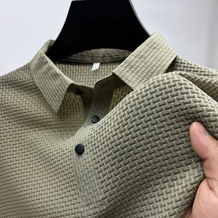 Brand Clothes Summer New Men's Short Sleeve T-shirt Ice Silk Cool and Breathable POLO Shirt Business Casual Sweat-absorbing Top