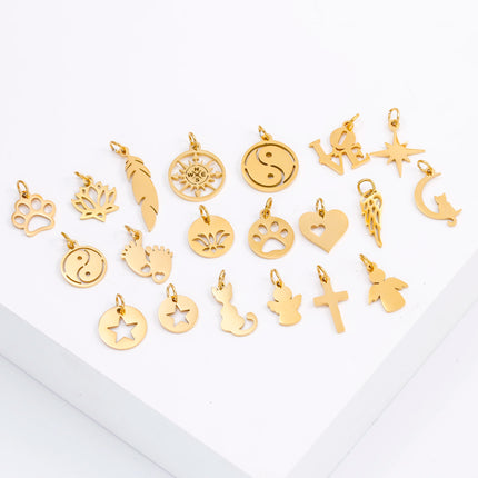 5pcs/Lot Stainless Steel Hollow Animal Cat Or Dog Claw Charm For DIY Necklace Bracelet Earrings Jewelry Accessories Pendants