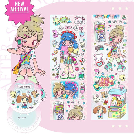 Cute Hand Drawn Anime Girl Stickers, Decorative Craft Material for Scrapbooking, Non-Roll Sticker Sheets