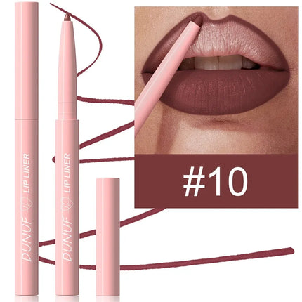 Slim Lip Liner Pencil Sexy Rose Red Brown Lip Outline Nude Matte Lipstick Contouring Tint Makeup Waterproof Crayon Pen 12 Colors
