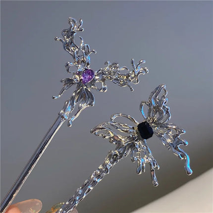 Fashion Butterfly Hair Sticks for Women Metal Hair Clip Pins Minimalist Irregualr Girls Hairpins Hair Bun Maker Headwear