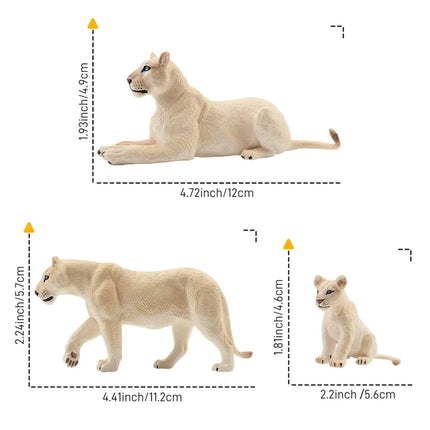6Pcs Simulation White Lion Family Animals Model Toy Mini Lions Figures Dolls Action Figurines Toys for Children Set Gift